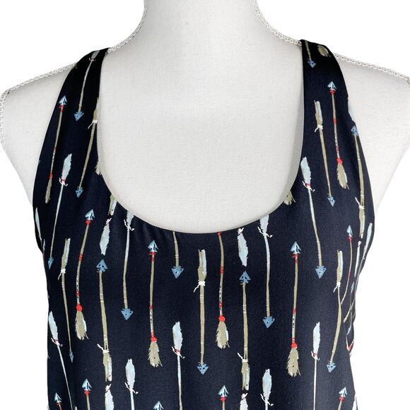 Joie Arianna Silk Dress Arrow Print Swingy Sleeveless Racerback Tank Dress S - Picture 4 of 9